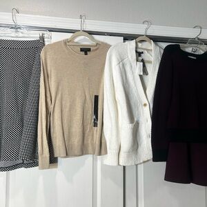 Banana Republic Beige and White Cardigan Sweater